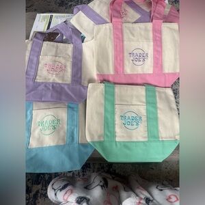 Trader Joe's Canvas Tote in Mint, Pink, Lavender and Aqua